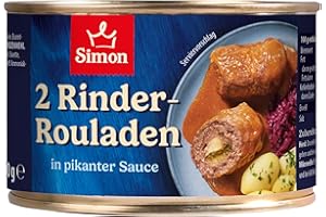‎SIMON SIMON Rinderrouladen in pikanter Sauce 400 g I 2 handgewickelte Rouladen mit Füllung I Fertiggericht in recyclebarer Konserve I Authentische Hausmannskost