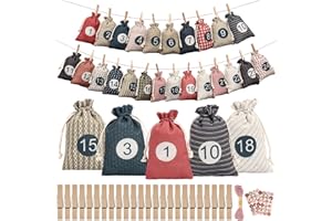 Gucass 24 Adventskalender zum Befüllen, 2025 Weihnachtskalender Stoffsäckchen Selberfüllen, DIY Adventskalender Selbst Basteln Stoffbeutel, Weihnachten Advents Säckchen für Kinder Frauen Mädchen