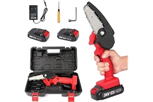 ER-ESTAVEL Mini Kettensäge mit Akku 3000mAh - 4 Zoll Tragbar Handkettensäge mit 500W Kleine Motorsäge Elektrische Gehölzschneider für Baumzweige Gartenscheren Astschere Holzschneidenz