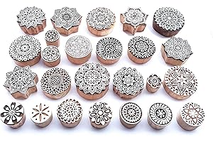 Royal Kraft Round Mandala Wooden Block Printing Stamps (Set of 25) Bulk01_25G