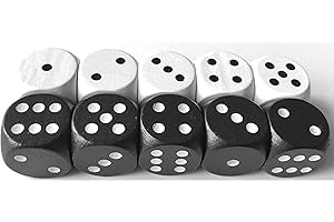 Spieltz Cubo per occhi in legno, misura extra grande (20 mm), per giochi XL, per bambini piccoli, anziani, in molti colori, made in Germany (10 dadi, nero + bianco)