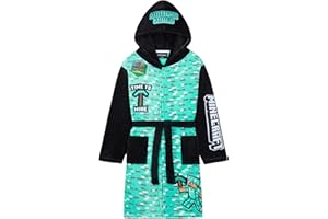 Get Trend Minecraft Peignoir Enfant et Ado, Robe de Chambre Polaire à Capuche avec Poches Loungewear Hiver, Idée Cadeau Creeper