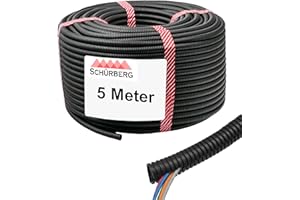 ‎SCHÜRBERG 5 Meter Wellrohr geschlitzt Schutzrohr Leerrohr Ø Innen 24,0mm / Ø Aussen 28,5mm | Schwarz | UV Beständig | Bis -40 bis 105°C | schwer Entflammbar | verschiedene Größen u. Längen