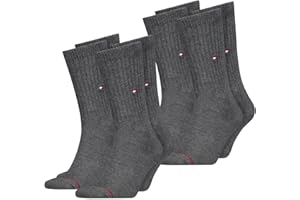 Tommy Hilfiger Męskie i damskie skarpety sportowe, uniseks, 4 pary, skarpety sportowe do biegania na czas wolny, 85% bawełna, czarno-białe, szare, 39-42 43-46 47-49