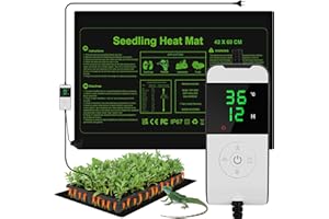 WADEO Heizmatte für Pflanzen groß, 55 w Sämlinge Heizmatte Wärmematte mit Thermostat 5°C bis 45°C, Gewächshaus Wärmematte Wasserdicht mit Timerfunktion, für Setzlingskeimung Sämling Germination