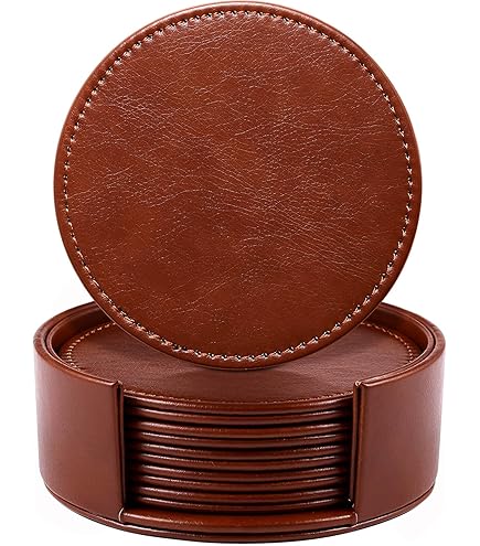 Juego De 6 Posavasos De Cuero Sintético Con Soporte - Protectores Para Mesas - Aislantes Térmicos Para Tazas