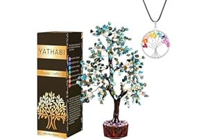YATHABI Turquoise Crystal - Tree of Life - Crystal Bonsai Tree - Positive Energy Healing Crystals - Crystal Gifts for Women - Good Luck Gift - Feng Shui Decor - Meditation Accessories