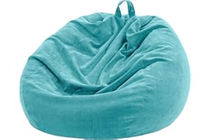 Nobildonna Funda para silla de puf (sin relleno) para niños y adultos. Puf extra grande de 300 litros de almacenamiento de animales de peluche de pana suave de (cian, grande solo funda))