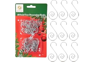SHATCHI 120Pcs Silver Christmas Ornaments Hangers Hooks for Christmas Tree Baubles, String Lights – Reusable Swirl S Hooks for Easy Xmas Art Craft Decorations
