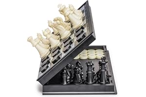Yellow Mountain Imports, Scacchi e Dama 2 in 1, Gioco da Tavolo Magnetico da Viaggio, Dimensione 36 centimetro