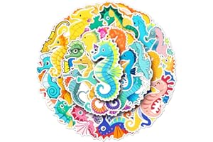 BRIC DODO 50 Stück Seahorse Aufkleber Auto Laptop Telefon Gitarre Skateboard Motorrad Fahrrad Seepferdchen Stickers Set Vinyl Wasserdicht Aesthetic Aufkleber für Jugendliche Kinder Erwachsene
