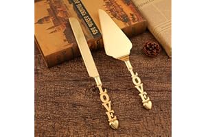 BestAlice Ensemble couteau et pelle à gâteau de mariage, ensemble de découpe personnalisé pour gâteau de mariage, ensemble de découpe de gâteau gravé pour mariage et fête d'anniversaire (lettre)