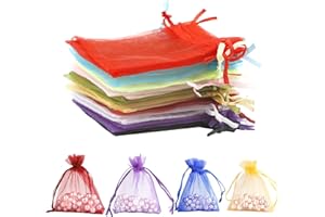 TECFINTY Bolsas Organza,100 Piezas 8×10cm Bolsas De Organza,Bolsitas De Tela Pequeñas,Bolsa Organza,Bolsa Regalo,Bolsas Regalo Pequeñas,Bolsitas De Malla Pequeña,Bolsas Para Joyas,Bolsas Tul(Multicolor）