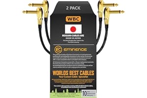 WORLDS BEST CABLES 2 Units -Mogami 2319-30 cm (12 Inch) -Instrument Effects Patch Cable With Gold Plated, Low-Profile, Right Angled Pancake Type TS (6.35mm) Connectors