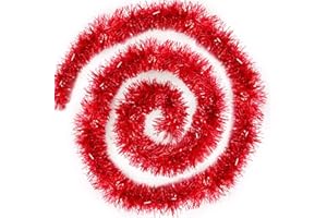 JONAMI 4X Guirlande de Noël Rouge (200cm) Décoration de Sapin de Noël, Guirlande Métallique Brillante Ornements de Noël, Décoration Cheminée Fenêtre Mur Porte