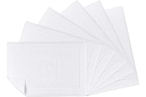 ASTREA TEXTILES Tappeto da bagno per pavimento del bagno, 100% cotone, asciugamano da piedi, come tappetino da bagno, lavabile, bianco, confezione da 6