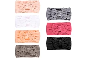 COUXILY bebé-niñas diademas de algodón suave arco anudada Hairband Headwrap Elastic Bow Turbante aros de pelo para niños bebés Set de regalo para niños
