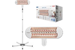reer HeatCare+ Flex värmeelement för skötbord, EcoHeat Carbon värmeelement | Infraröd värmare med fot, lutande huvud, värmepump för barn, energibesparing