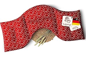 Navango® Cuscino Cervicale | Cuscino Riscaldante per Microonde e Forno | Riempimento Semi di Grano, Fatto a Mano | Cotone OEKO-Tex, ca.50x25 cm | Cuscino Collo | Rosso | Cuscino Riscaldabile