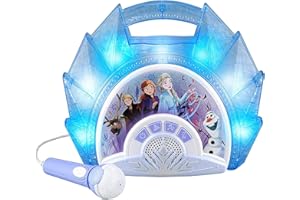 eKids FR-115 Lizenzierte Disney Frozen Karaoke Boombox mit Mikrofon und Audio Eingang für Kinder ab 3 Jahren