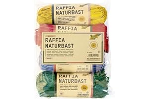 folia 901014 - Rafia Naturale, Colore: Giallo/Rosso/Verde/Blu