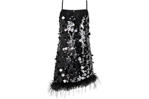 LOLANTA Costume Paillettes Ragazze Orlo Sfilacciato Staccabile Bambina Cerimonia Abito Festa Natalizio Senza Maniche Abito Carnevaleda Scintillante