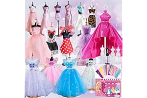 TOURKING Fashion Designer for Girls, Creativity DIY Arts and Crafts Kit Learning Sewing Toys with 4 Mannequins, Doll Clothes Making Kit Teen Girls Kids Birthday Gift