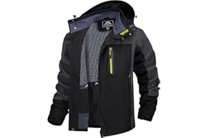 TACVASEN Herren Outdoorjacke Wasserabweisend Wanderjacke Leicht Übergangsjacke Funktionsjacke Trekkingjacke mit Abnehmbarer Kapuze