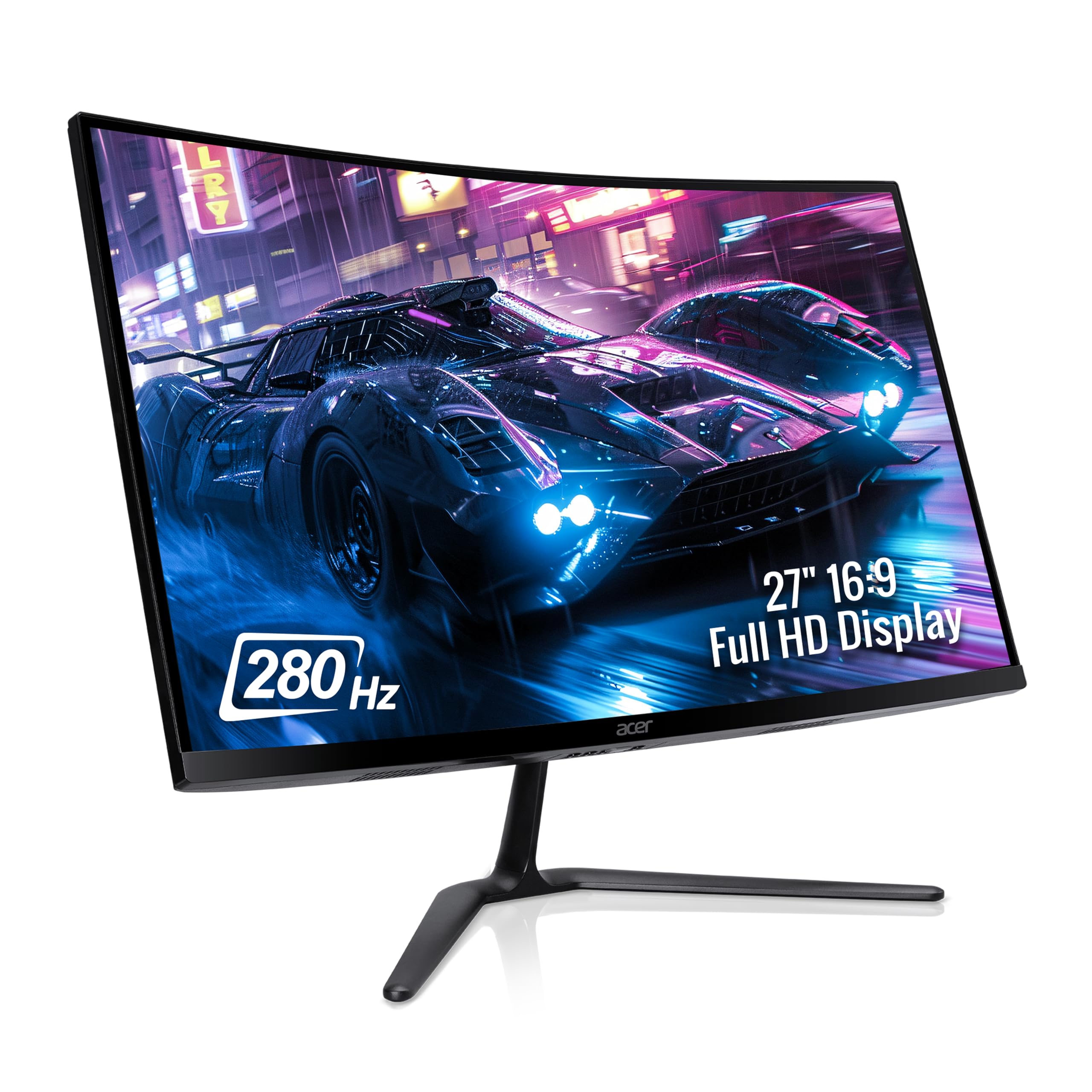 Acer ED270 Z 27 Inch Full HD 1500 R Curved Gaming Backlit LED LCD Monitor I 1MS VRB, 280Hz Refresh Rate I AMD Freesync Premium I HDR10 I 2 x HDMI(2.0) 1 x DP(1.4), Audio Out I 2W x 2 Speakers I Black