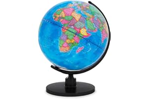 Starplast Globo Terráqueo - 5 tamaños, Mapamundi, Educativo, Globo Girable, Decoración de Escritorio, Geografía, Español - 25 cm Diámetro
