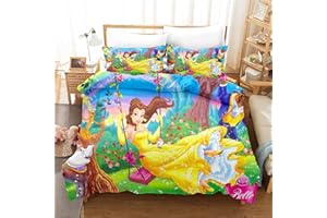 SMNVCKJ Bella Rapunzel, biancheria da letto per bambini da principesse, con stampa digitale 3D, in microfibra, con federa, per ragazzi e ragazze (2, letto matrimoniale 200 x 200 cm)