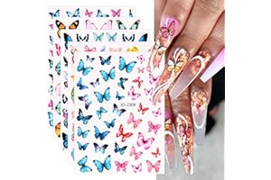 ‎JMEOWIO JMEOWIO Nagelsticker Schmetterling 12 Blatt Nail Art Sticker Selbstklebend Nagelaufkleber Frühling Sommer Dekoration Nageldesign Zubehör