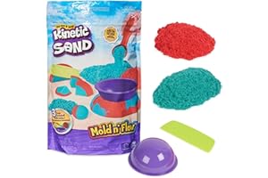 Kinetic Sand, Mold N’ Flow, 680g, Sabbia in 2 Colori, Rossa e Verde, 3 Strumenti per Modellare e Creare, Gioco per Bambini e Bambine, 3+ Anni