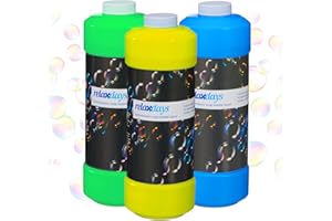 Relaxdays Seifenblasen Nachfüllflasche, 3er Set, je 1 Liter Seifenblasenflüssigkeit, für Seifenblasenmaschine, bunt