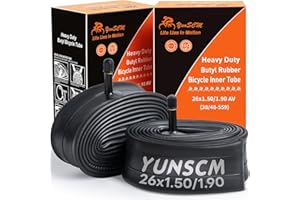 YunSCM 2PCS 38/48-559 épaissies Chambre à air 26x1.50/1.75/1.90 AV32mm Valve Compatible 26 Pouces Chambre à air 26x1.50 26x1.75 26x1.90