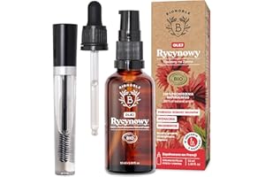 Bionoble Organiczny olej rycynowy 50ml - 100% czysty, naturalny i tłoczony na zimno - rzęsy, brwi, włosy, broda, paznokcie - Vegan Castor Oil - szklana butelka + pipeta + pompa + zestaw do tuszu do