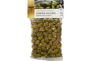 SILK ROAD Blikas Greek Green Olives Marinated with Oregano Pack of 2 x 250g (Total 500g)