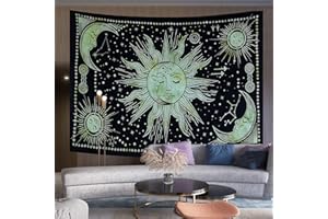 THE ART BOX arazzo da parete arredamento casa telo mare coperta cotone copridivano con penisola colori per mandala indie aesthetic arredamento camera da letto, verde, 135x160 Cm