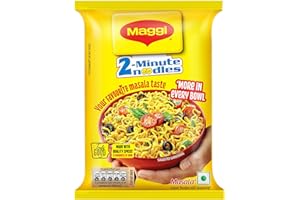 MAGGI 2-Minute Instant Noodles, Masala Noodles With Goodness Of Iron, Made With Choicest Quality Spices, Favourite Masala Taste, 70g/75g Pouch (weight may vary)