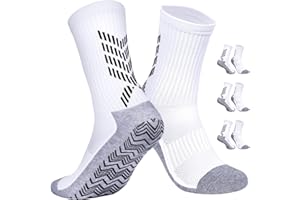 ISEYOU Calze Antiscivolo Uomo Donna 3 Paia, Calzini Antiscivolo in Cotone Traspirante Cotone, Grip Socks Unisex con Cuscinetti in Gomma Anti-Vesciche per Calcio, Ciclismo, Corsa