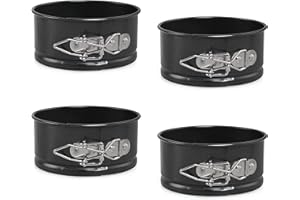 xocome Juego de mini moldes redondos para tartas, 4 pulgadas, con revestimiento antiadherente inferior extraíble, para tartas de queso, pasteles y quiches, 4 piezas