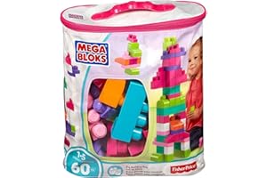 MEGA BRANDS MEGA BLOKS Grande Borsa da Set da costruzione con 60 grandi mattoncini colorati e 1 custodia, set regalo giocattolo per bambini da 1 anno in su. DCH54