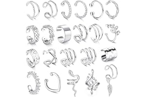 JeweBella 22Pcs Ear Cuffs Orecchini Donna Regolabile Orecchini Senza Buco Donna Orecchini Finti Donna Orecchini Clip Cartilagine Non Piercing Orecchio Earcuffs Donna Oro/Argento/Oro Rosa/Nero