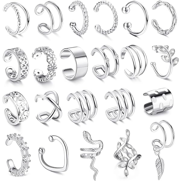 8 Faux Cerceaux D'oreille Non Percés - 4 Paires De Créoles Clip 8 Mm (argent, Noir, Or, Coloré)