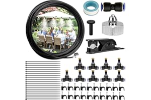 AQV Système d'irrigation Brumisateur, Buse Jardin Brumisation Refroidissement Système, Brumisateur Exterieur, DIY Misting Micro Drip Kit pour Terrasse Patio Jardin Serre Trampoline (8 M)