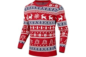 Gyabnw Jersey Navidad Familia Hombre y Mujer Suéter de Navidad Redondo Pullover de Punto de Navidad Clásico Sweater Lindo Suéter Navideño para niña∋ños Parejas para Otoño Invierno