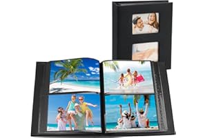 EXIN DEHCEN Album Photo 10x15, 200 Photos Album Photo Pochette, Album Photo Grand Format, Couverture en Lin Naturel Album Photo, Album Photos, pour Famille, Mariage, Voyage(Noir)