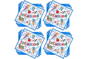 DPKOW 40 Stücke Schulkind Servietten Einschulung Schulanfang Servietten mit Zuckertüte ABC Schule Motiv für Schuleinführung Tischdeko Schulanfang Deko Einschulung Junge Mädchen, 33 * 33 cm