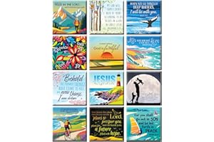 JUST CARDS DIRECT CARDS & GIFTS Christian Magnets for fridge, Set of 12 metal inspirational magnets, designed in England, with Bible Verses. Christian Gifts for Women and men, by Just Cards Direct (M201)