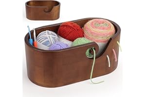‎COOPAY Coopay Elliptisch Garnschale mit Groß Kapazität, Supergroß Wollschüssel aus Holz, Handgefertigt Holz Strickschale für Wolle, Glatte Holzgarnschale für Häkel- und Strickprojekt, 28,5x15,5x15cm